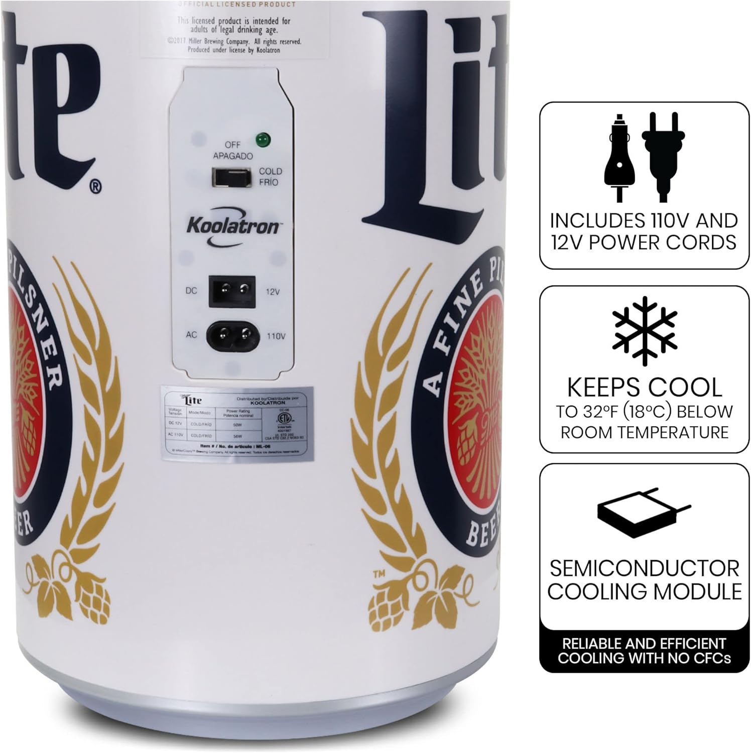 Miller Lite 8-Can Mini Fridge - Image 4
